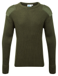 Crew Neck Combat Jumper - Olive Green - Medium