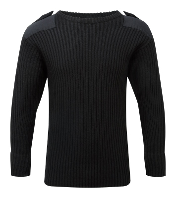 Crew Neck Combat Jumper - Black - Medium