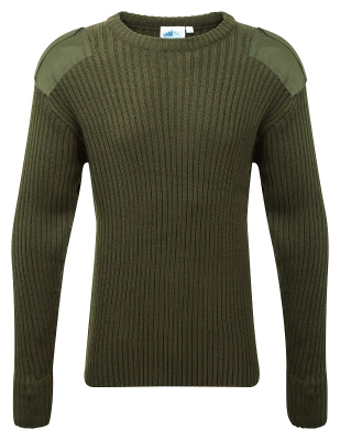 Crew Neck Combat Jumper - Olive Green - Large